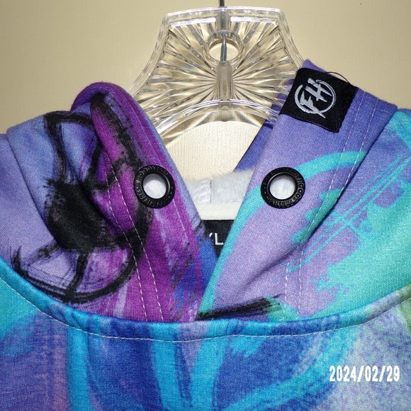 " FRESHOODS " PURE PATTERN MULTI-COLORED LONG SLEEVE HOODED SWEATSHIRT - Picture 6 of 12